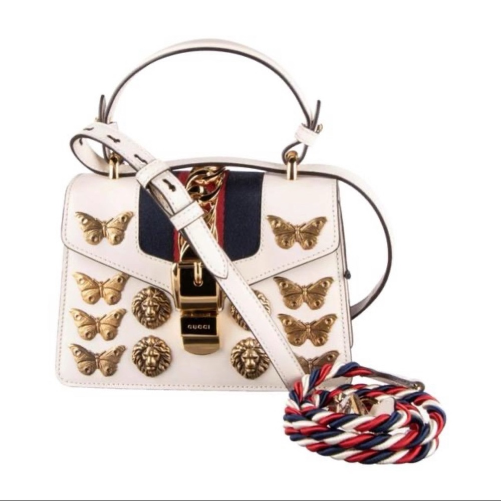 Gucci Mini Sylvie Butterfly & Lion Embellished Bag